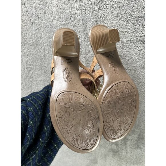 Eurosoft by Sofft Women's Cork Slip-On Heels Sandals Tan Size 9 Tan Gold Comfy - Picture 10 of 10